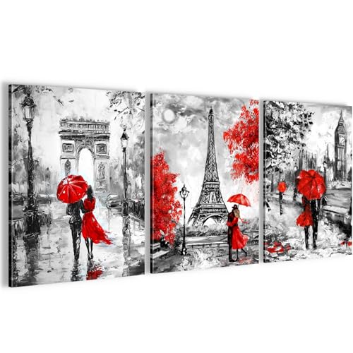 Tableau en toile Paris gris rouge pour transformer une décoration murale vide