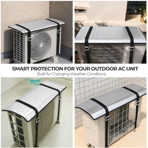 Image of AC Outdoor Unit Protector Cover | Waterproof & Heat Resistant Insulation Sheet | Heavy Duty AC Outdoor Cover for 1.5 Ton Split AC | Sun, Rain & Dust Protection Aluminium Triple Layer