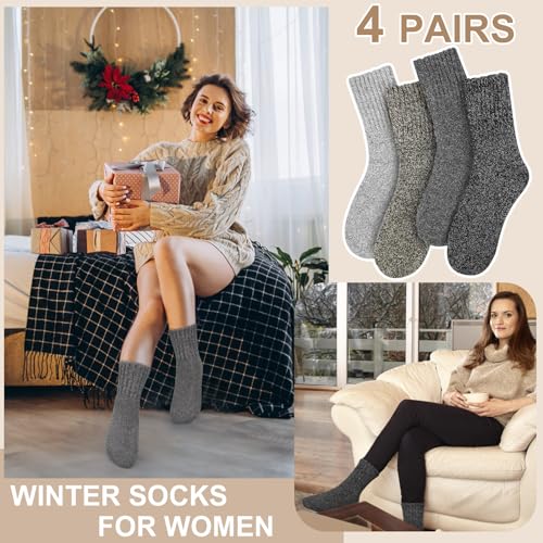 Image of iCamter 4 Pairs Womens Wool Socks - Soft, Thick, Warm Thermal Boot Winter Socks for Gifts