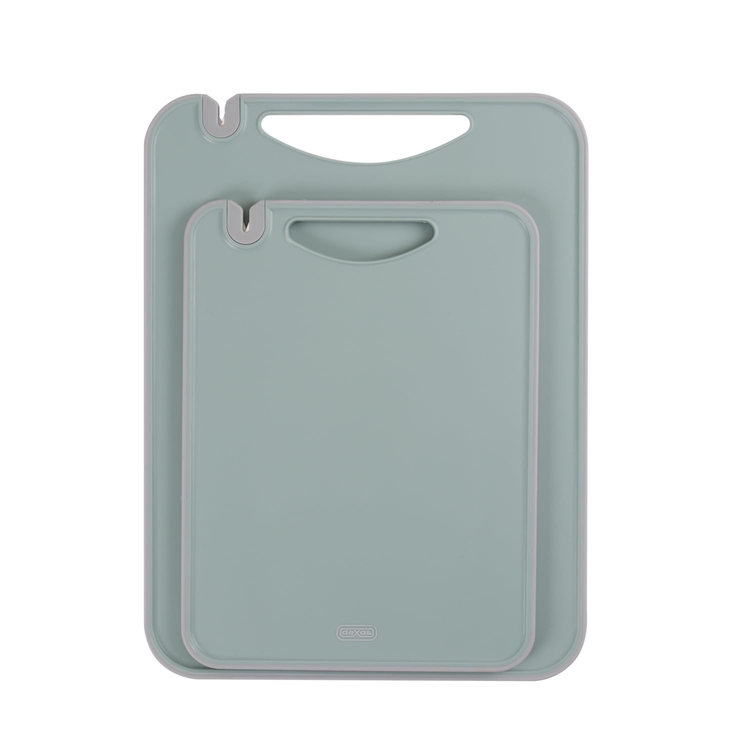 2-Pack Reversible Cutting Board Set with Ceramic Knife Sharpener – Non-Slip, Built-In Handle & Ruler, Dishwasher Safe (8" x 11.6" & 11" x 14.5")