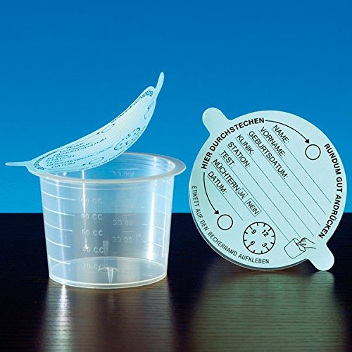 B3 102047 Urinbecher mit Klebedeckel, 120 mL (1000-er Pack)