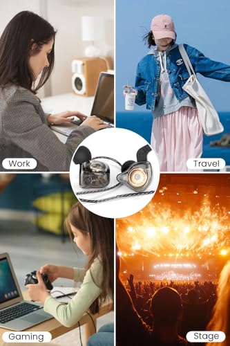 Image of Wired Gaming Earbuds with Microphone, in-Ear Monitor Headphones High Sound Quality Earphones for iPhone, Laptop, MP3, Android Smartphones, Fits All 3.5mm Jack Device-Black