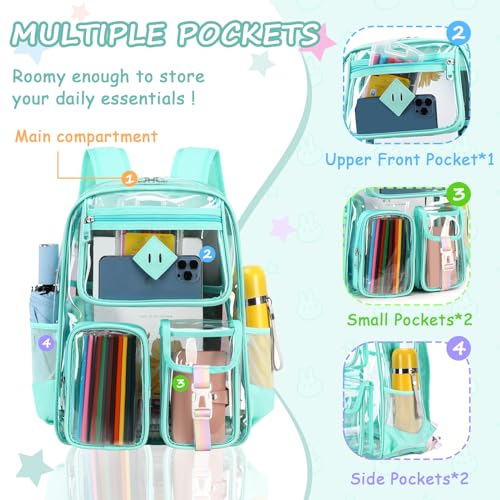 Image of PIG PIG GIRL Clear Backpack for School,Heavy Duty PVC Transparent Bookbag for Girls Stadium Approved See Through Backpack