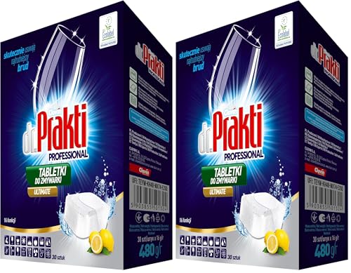 dr.Prakti ULTIMATE Tabletas Lavavajillas Limón (30 Cápsulas), Cápsulas para una limpieza eficaz, protege el lavavajillas contra la cal (Paquete de 2)