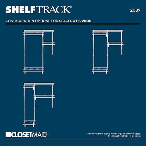 Vista 29 de ClosetMaid ShelfTrack - Sistemas organizadores de armario de alambre (4-10 pies) con estantes, barras de ropa y herrajes