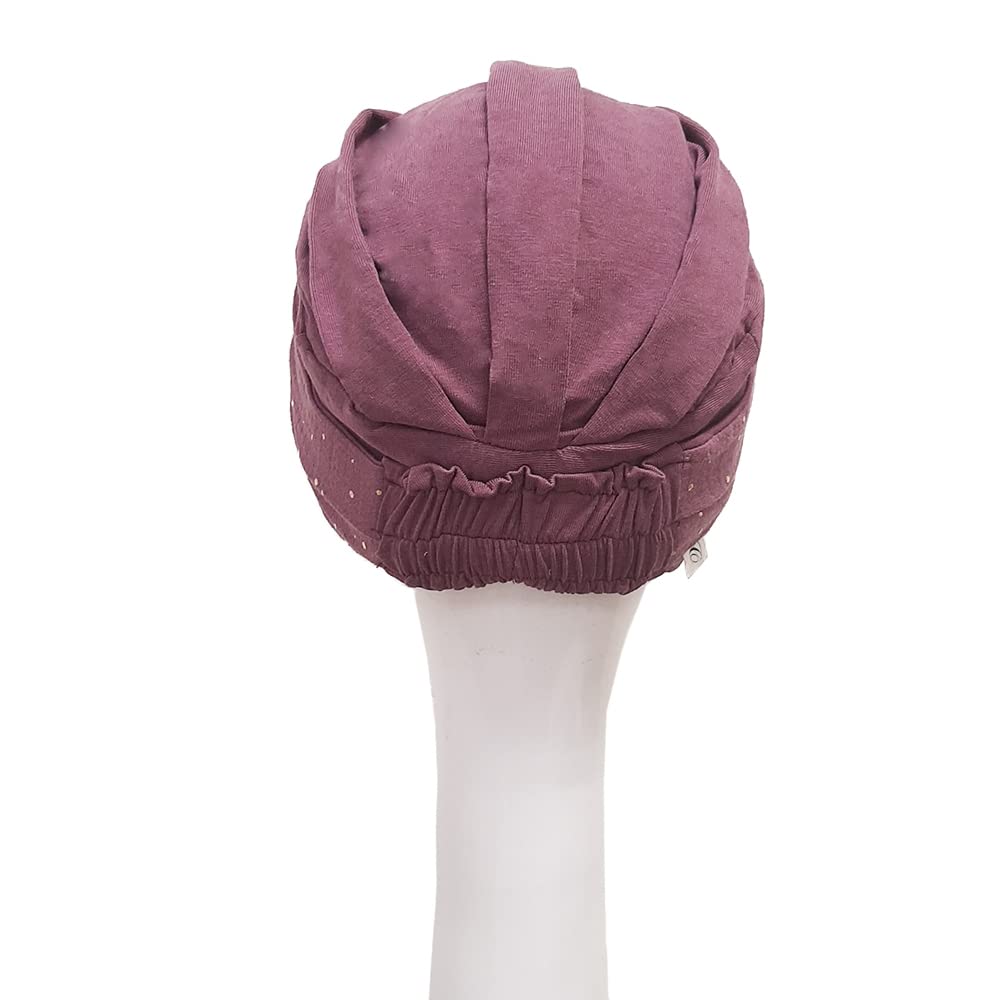 CAREBELL Turban Chemioterapia Elegance Malva Gold Bambusowa na wypadanie włosów, ZŁE, rozmiar uniwersalny