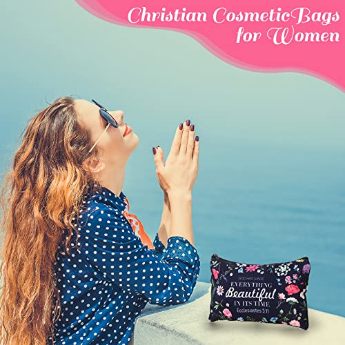 Talltalk 8 Pcs Christian Gifts for Women Religious Gifts Christian Cosmetic Bags Inspirational Bible Verse Pencil Pouch Makeup Bags with Zipper for Travel Women Mothers Day(Novelty Pattern)4