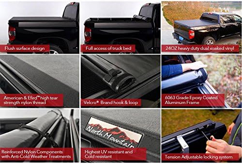 Deebior 6.5ft Clamp On Soft Lock & Roll-up Top Mount Tonneau Cover |1228| Black Vinyl Bed Cover Compatible with Silverado/Sierra 07-13 1500 07-14 2500/3500 HD New Body Pickup Fleetside Bed