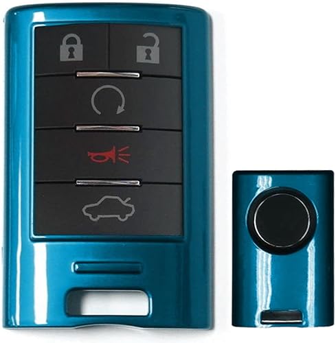 iJDMTOY Exact Fit - Carcasa para llavero inteligente de color azul metálico brillante compatible con Cadillac ATS CTS DTS XTS Escalade o Chevrolet