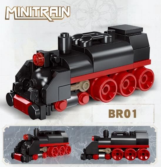 Apostrophe Games 6 in 1 Steam Trains Building Block Set – 463 Pcs – Variety of 6 Trains, Unique Retro Style Model Set, Engineering & Construction Toys for Kids and Adults