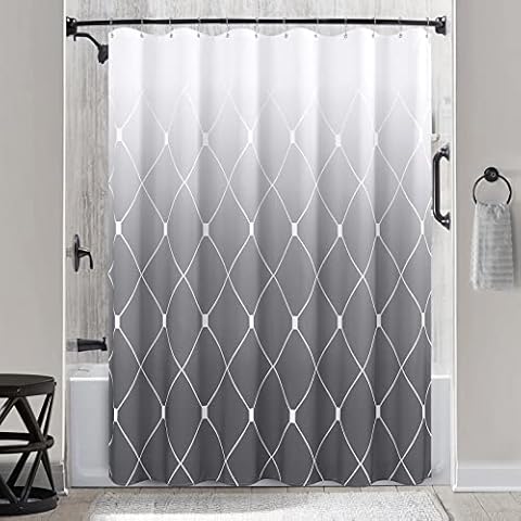 Shower Curtain Grey Shower Curtain for Bathroom Ombre Textured ​Fabric Shower Curtain Set, Hotel Spa Luxury with 12 Hooks, Machine Washable, Decorative Bathroom Curtain 72 x 72 Cover