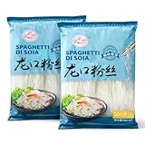 Spaghetti di Soia 1 kg (2 x 500 g) Vermicelli Trasparenti Asiatici per Wok, Zuppe e Insala...