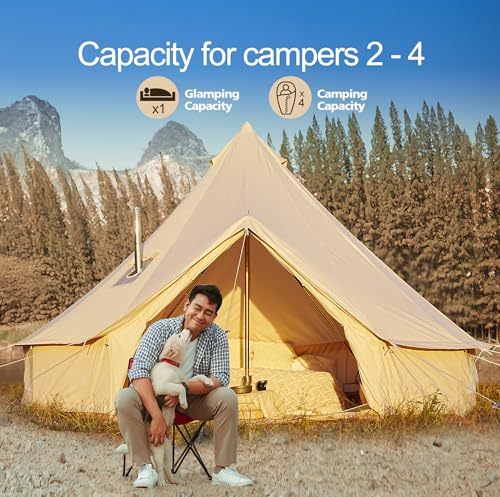 Carpa Bell de Lona para Camping 4 Personas Resistente miniatura 2