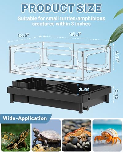 Image of GOZILLA Small Turtle Tank Kit(Tank+Lamp+Filter), Acrylic Turtle Starter Kit with Adjustable Lamp, Reptile Habitat and Terrarium with Multi-Functional Areas for Small Reptiles. (Black Kit)