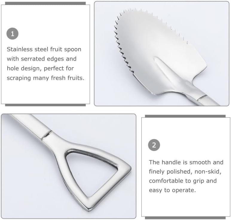 PRETYZOOM 3-Pack Stainless Steel Grapefruit Spoons with Serrated Edges and Hole Design 6.18In Fruit Scraping Spoons for Kitchen and Dining
