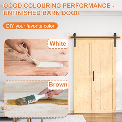 SKYSEN Bifold Sliding Door 4.3FT/132CM Folding Barn Hardware Kit With Double 61CM Interior Wooden Panel, Closet Rail Roller Black Track Kit - Image 4
