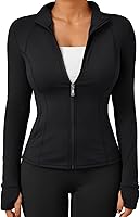 Trendy Queen Women's Lightweight Zip-Up Jacket - Breathable Slim Fit Workout Hoodie with Thumb Holes & Pockets