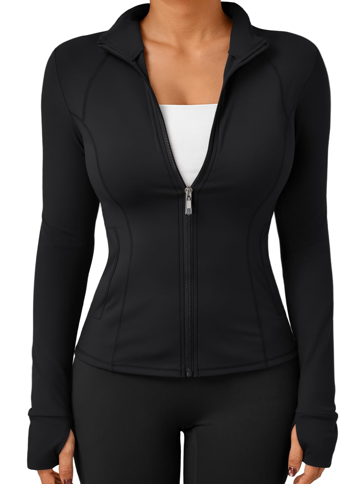 Womens Lightweight Zip Up Jackets 2026 Athletic Workout Hoodies Spring Shirt Fitted Gym Clothes with Pocket