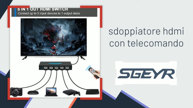 Switch HDMI 4 Porte 5x1 - Commutatore 4K@60Hz, HDR, Con Telecomando, Per PS5, Xbox, TV - Foto 11