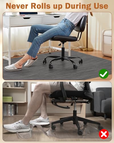 Image of Blvornl Office Chair Mat for Hardwood Floor, 45 inch*53.1 inch Desk Computer Mat for Hard Wood, Large Anti-Slip Hard Floor Protector Rolling Chair Mat, PVC Desk Rug for Office Black