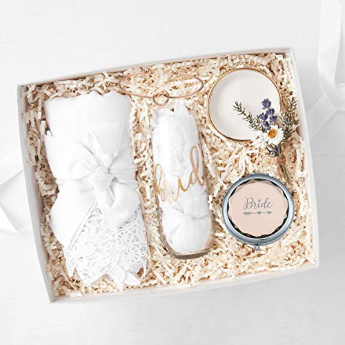 Cofoza Bride Gift Champagne Compact Pocket Makeup Mirror With Rose Gold Knot Bracelet And Gift Box For Bridal Shower Wedding Proposal Wifey Gift Marriage Bride To Be Engagement Gift #TOP5