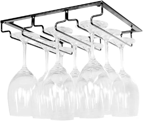 FIAMER - Soporte para copas de vino, decoración de mesa, colgador de almacenamiento, organizador de metal para bar, cocina, 3 filas, estante de