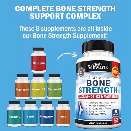 High Absorption Bone Strength Supplement - Gentle Non-Constipating Bone Health Supplement for Women & Men with 9-in-1 Complex with Calcium Magnesium Zinc D3 K2 & More - 3rd Party Tested - 1 Month - Image 3