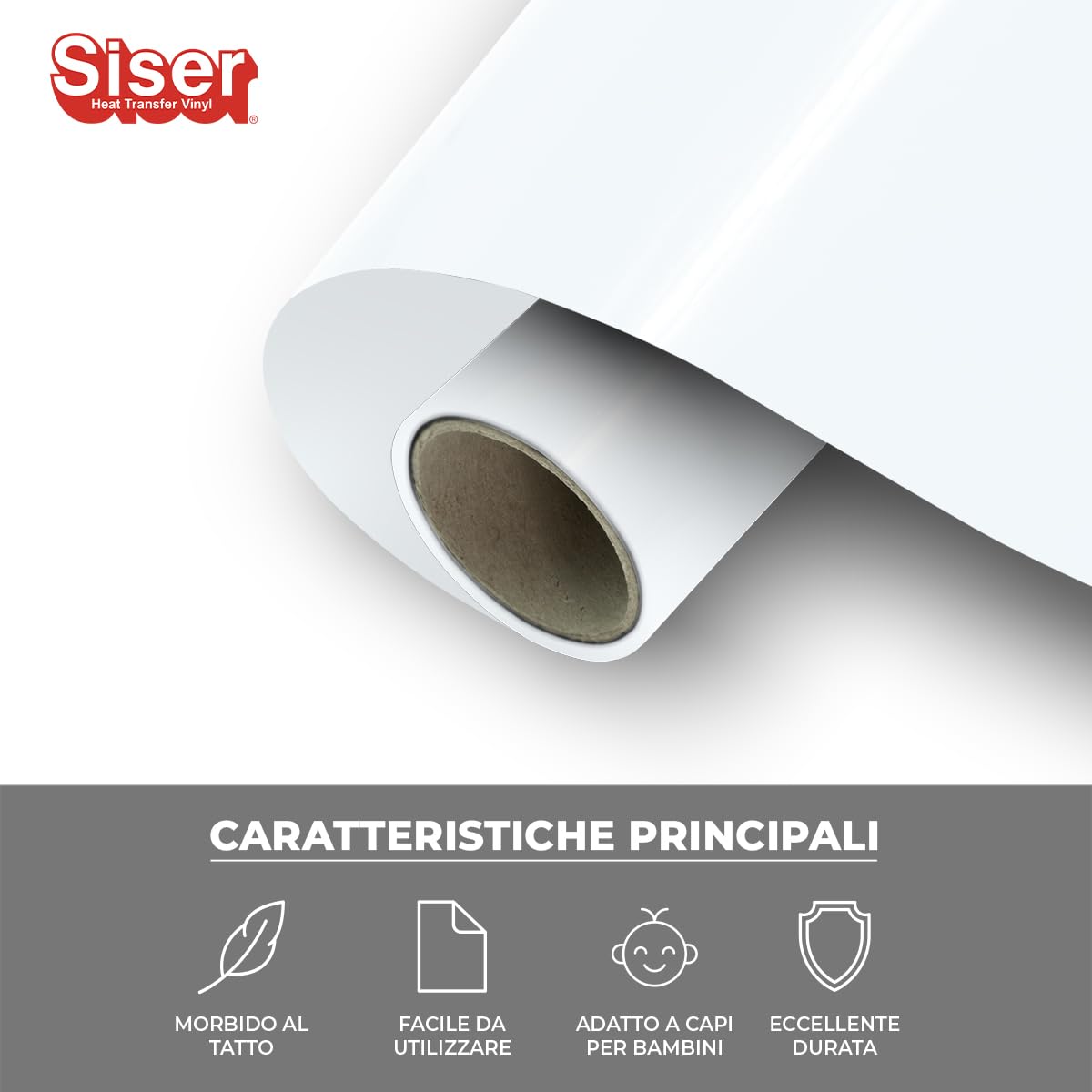 Siser EasyWeed Bianco, 30cm x 1mt, Vinile Termotrasferibile Termoadesivo Per Personalizzare i Tessuti e Abbigliamento, Hobby Creativi, Certificato VeganOk e Oeko-Tex Standard 100 classe I