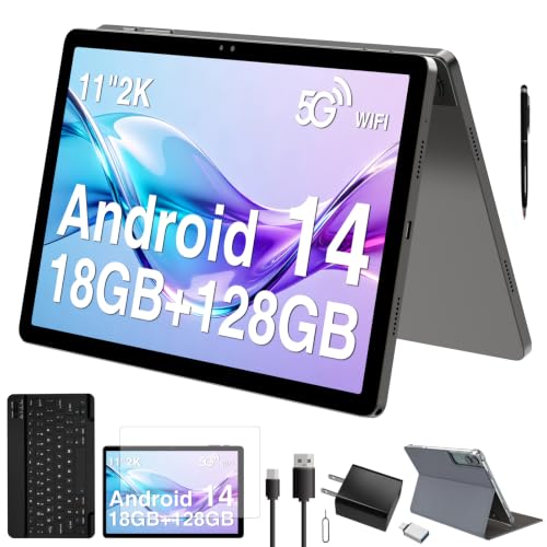 Image of 2026 11 inch Android Tablet with Gemini AI, 2-in-1 Tablet with Keyboard and Pen, 18GB RAM 128GB ROM 1TB Expand, 2K Display Octa-Core, 13MP Camera 9000mAh Battery, GPS Face ID, Quad Speakers