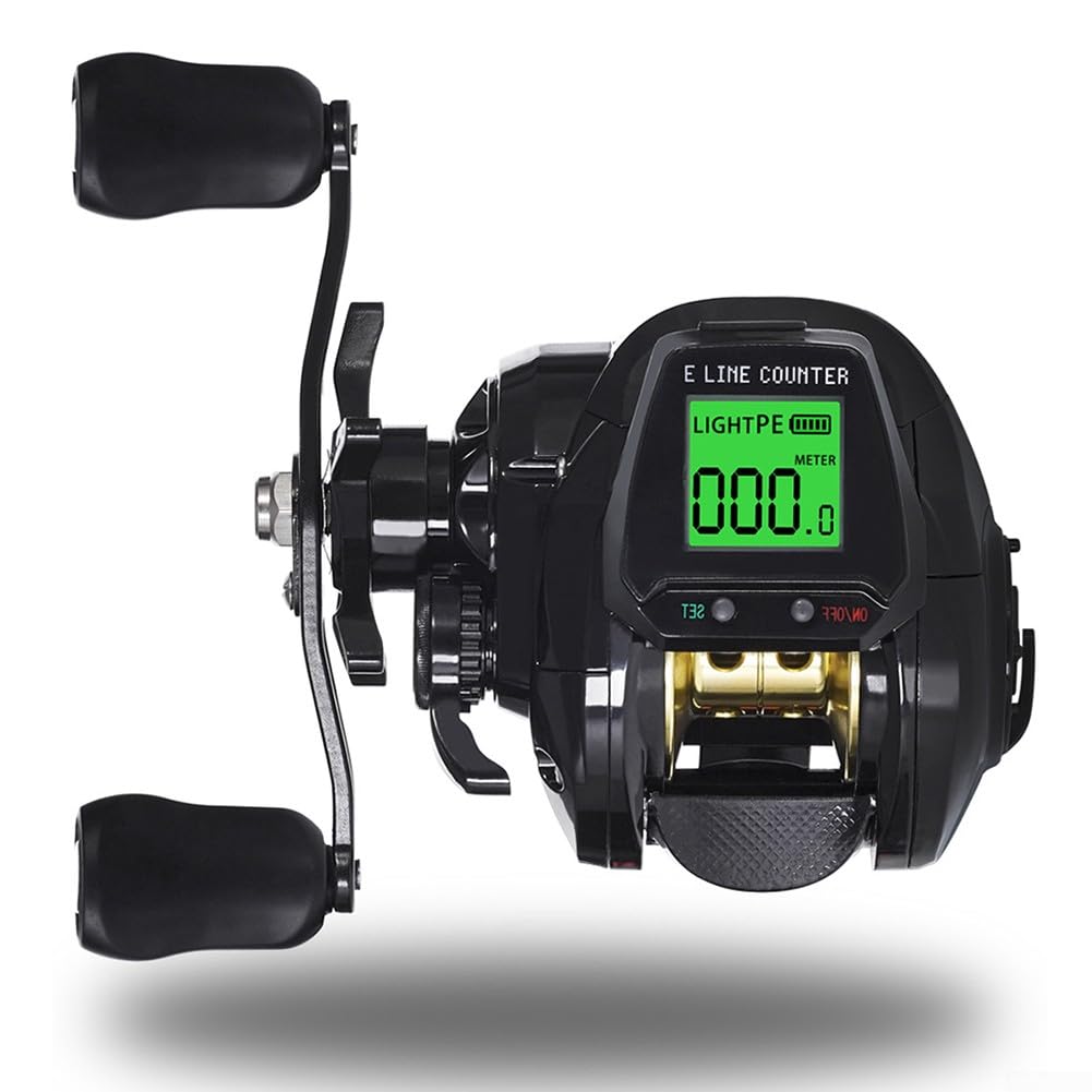 Baitcasting Moulinet de pêche numérique 7.2:1 avec alarme de touche et compteur de profondeur