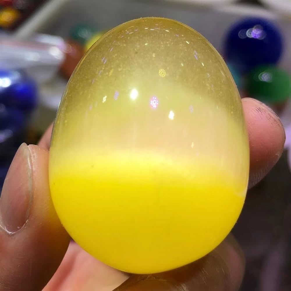 Yellow Cats Eye Crystal Egg Divination Stone Photography Egg Ornament