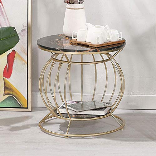Table d'appoint en marbre chic bout de canapé rond ø50cm salon