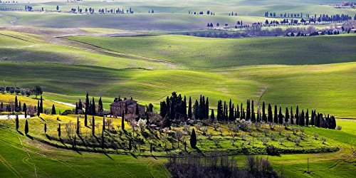 Toile de Toscane encadrée pour salon élégant grand format paysage de campagne italien