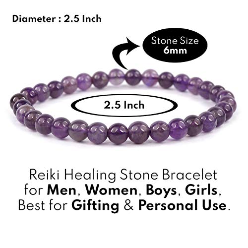 Image of Reiki Crystal Products Certified Natural Crystal Stone Bracelet 6 mm Round Beads for Men and Women | Premium Gemstone Jewellery Collection | Reiki Charged | Multiple Stone Variants Available
