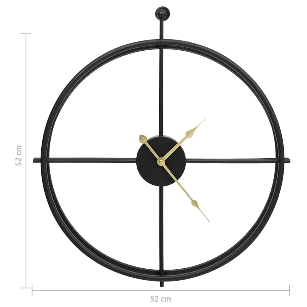 Orologio da parete nero in ferro, diametro 52 cm, funzionamento a batteria con lancette scorrevoli, quadrante analogico, silenzioso, per soggiorno, ufficio, cucina, design industriale moderno
