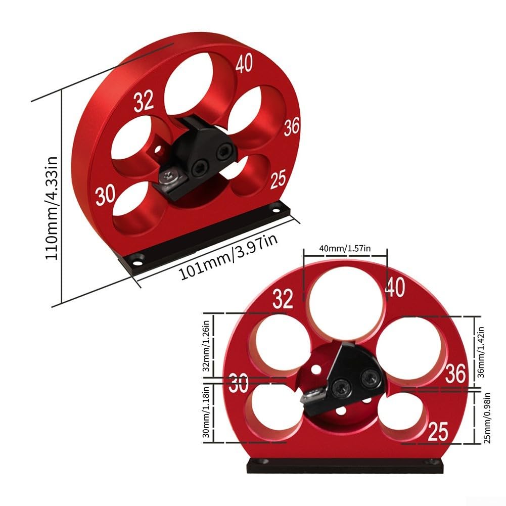 Holzbearbeitungsdübelschneidervorrichtung, 8–20 mm Dübelmacher-Vorrichtung, verstellbare Dübelschneiderplatte, Rundstab-Hilfswerkzeug, für Holzbearbeitung (5 Löcher 25–40 mm)