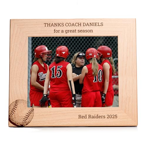 Lifetime Creations Engraved Personalized Softball Coach Picture Frame (8" x 10" Landscape) - Personalized Softball Coach Gifts, Youth Baseball Coach Frame Gift Ideas