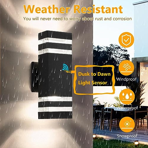 ZSMAIKU 6 Pack Dusk to Dawn LED Outdoor Lighting,14W IP65 3000K 1100LM,Modern Outdoor Wall Light, Aluminum Waterproof Outside House Lights,Outdoor Wall Sconce for House Porch Garage by ZSMAIKU - Image 2