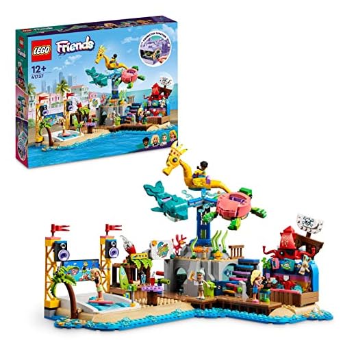 LEGO Friends Le Parc d’Attractions à la Plage - Jouet de Construction avec Manège et Machine à Vagues - Inclut Figurines de Dauphin, Tortue, Hippocampe - Idée cadeau Ado Garçons et Filles 12 Ans 41737