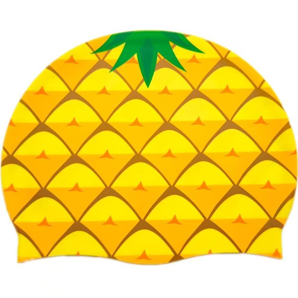 hzzsbu Silicone Swim Cap Funny Fruits Vegetables Print Soft Waterproof Durable Swimming Caps Non-Slip Elasticity Keeps Hair Dry Bathing Cap