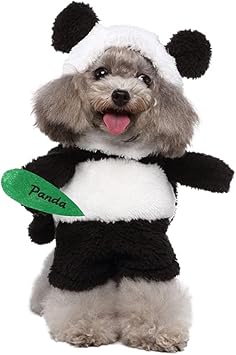 Amazon Chengcheng 犬服 パンダ ハロウィーン ドッグ コスプレ 秋冬 パーカー 帽子付き パンダに変身 二足歩行 おもしろ かわいい 人気 ドッグウエア 変身装 仮装服 散歩 撮影 舞台 出掛け お散歩 L パンダ Chengcheng コスチューム 通販