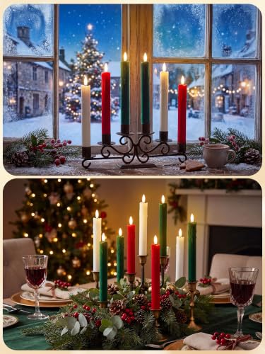 Image of Treela 24 Pcs Flameless LED Taper Candles,Flocking,8 Inch,Multicolor