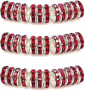 MJDCB 6mm 100pcs Rondelle Beads Crystal Spacer Bead Rhinestones for Bracelet Necklace Jewelry Making(Silver/White)