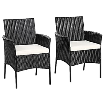 Alternative view of Tangkula 2 Pieces Patio Wicker Chair, Outdoor PE Rattan Armchairs with Removable Cushions, Patio Dining Resin Wicker Chairs for Garden, Poolside, Lawn, Porch and Backyard (Black)