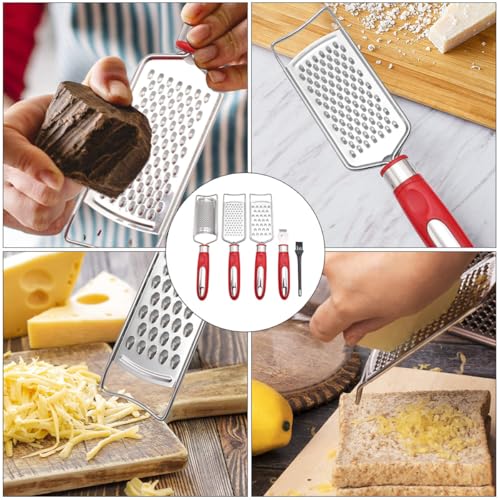 Set de 5 ralladores VICASKY de acero inoxidable y plástico rojo miniatura 5