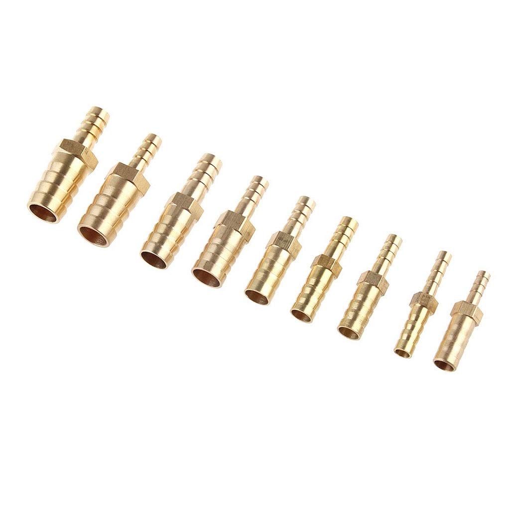 Conector de toque de manguera, Conexión de agua, púa de manguera recta reductora de 2 vías de latón, adaptador de conector de acoplador de cobre reductor de instalación de tubería de púas, f
