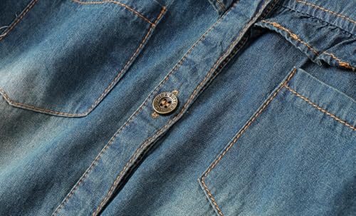 LittleSpring Girls Button Down Denim Shirt with Tie Front4