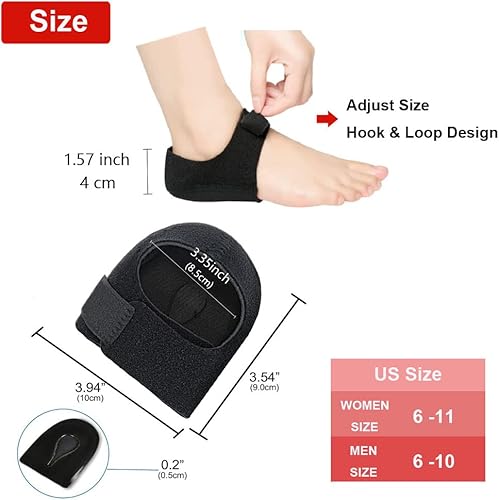 Miniatura 3 de Tacones ajustables para fascitis plantar, 4 unidades, para aliviar el dolor en el talón (negro), Negro -