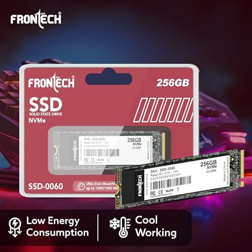Image of FRONTECH 256GB NVMe M.2 2280 SSD - PCIe Gen3 x4, Up to 1600 MB /s Read & 1000 MB /s Write, Ultra-Compact High-Speed Solid State Drive for Gaming, Laptops & PCs (SSD-0060)