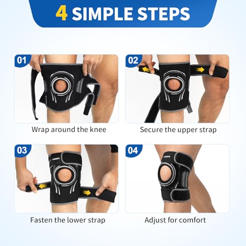 Image of CAMBIVO Knee Brace with Stabilizers, Gel Pad & Open Patella for Men & Women | Open Patella Stabilizer for Arthritis, Meniscus & ACL MCL Relief. Adjustable Compression for Running & Sports Recovery